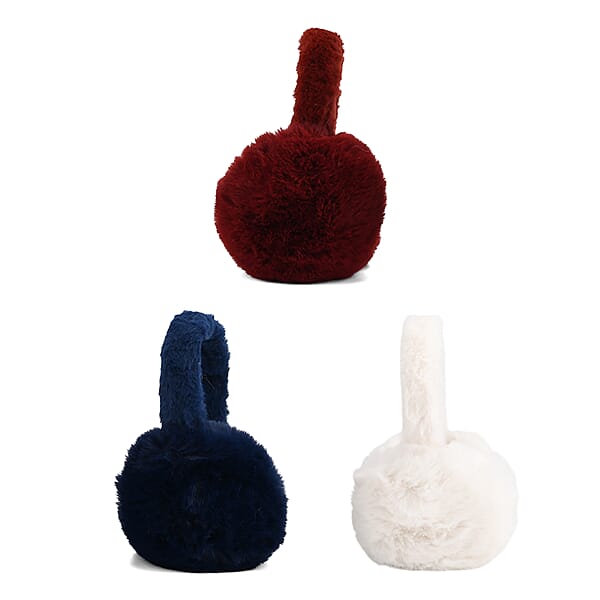 White Navy And Burgundy Set Of 3pcs Ear Muff