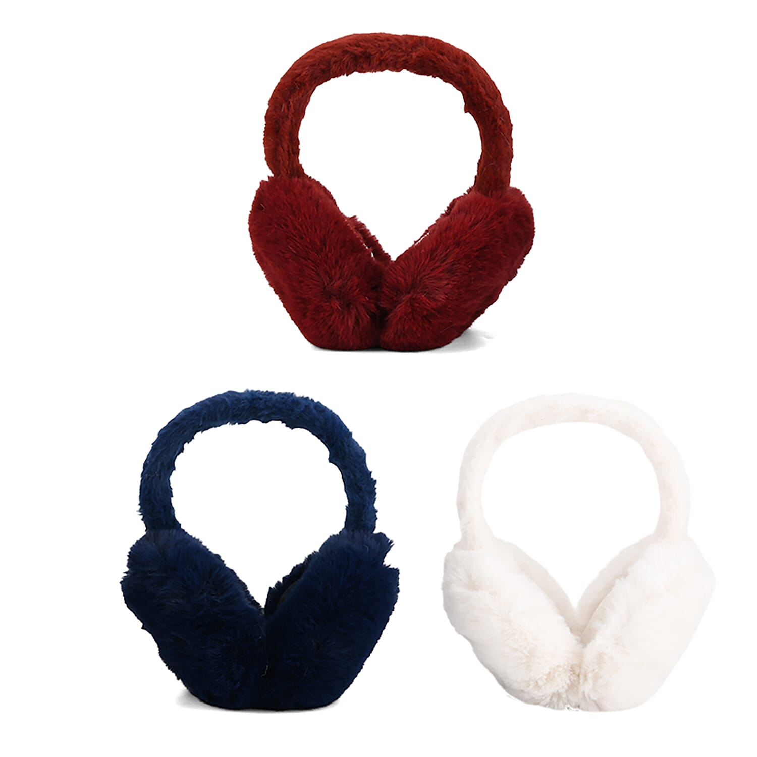 White Navy and Burgundy Set of 3pcs Ear Muff