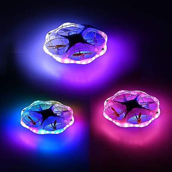 White Remote Control Flying Disc Toy With LED Lights