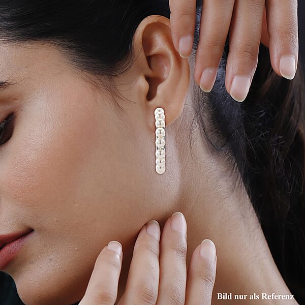 White Shell Pearl Hoop Earrings In Silvertone And Stainless Steel