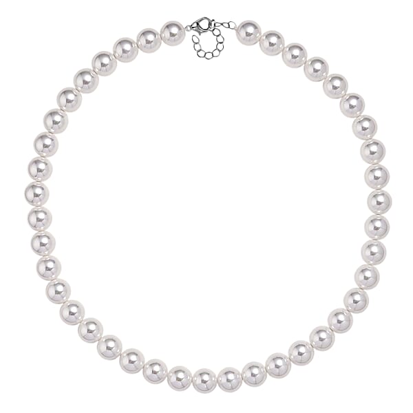 White Shell Pearl Necklace In Silvertone 20-22 Inches