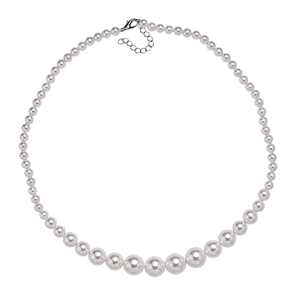 White Shell Pearl Necklace In Silvertone 20-22 Inches