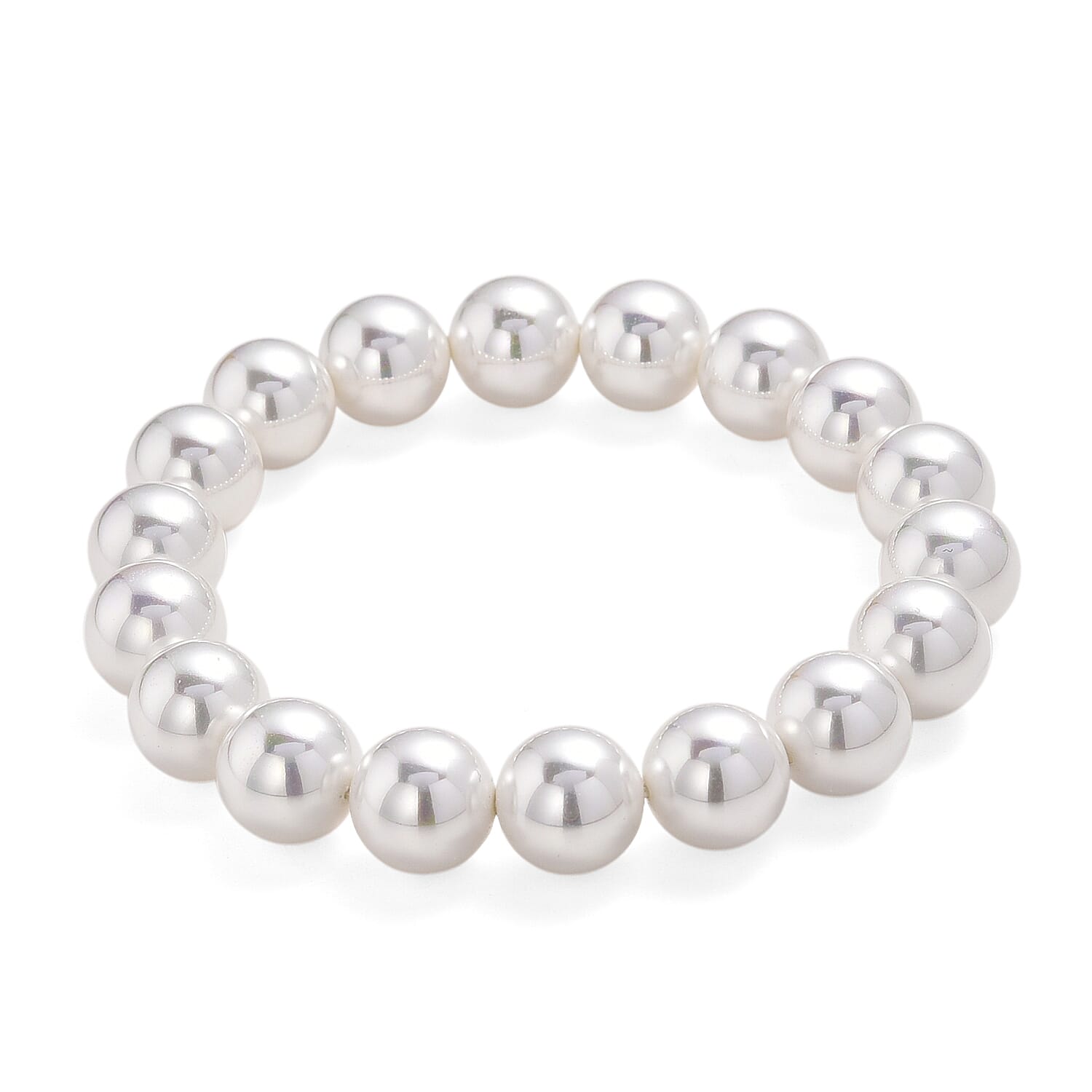 White Shell Pearl Stretch Bracelet (7.25-7.75In)
