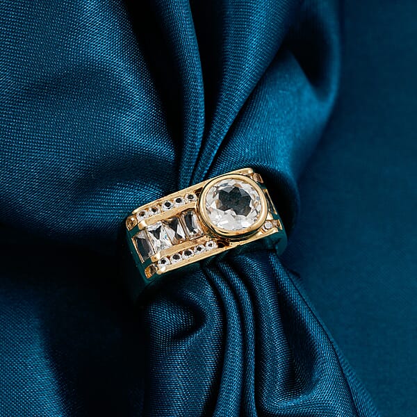 White Topaz Brilliance Ring In 14K YG Over Sterling Silver 1.80 Ctw