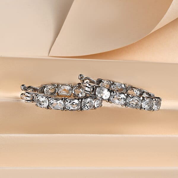 White Topaz Inside Out Hoop Earrings In Stainless Steel 5.25 Ctw