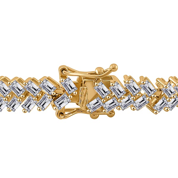 White Zircon 10.75 Ctw Sunray's Bracelet In 18K Vermeil Yellow Gold Over Sterling Silver (7.25 In)