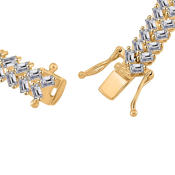 White Zircon 10.75 Ctw Sunray's Bracelet In 18K Vermeil Yellow Gold Over Sterling Silver (7.25 In)