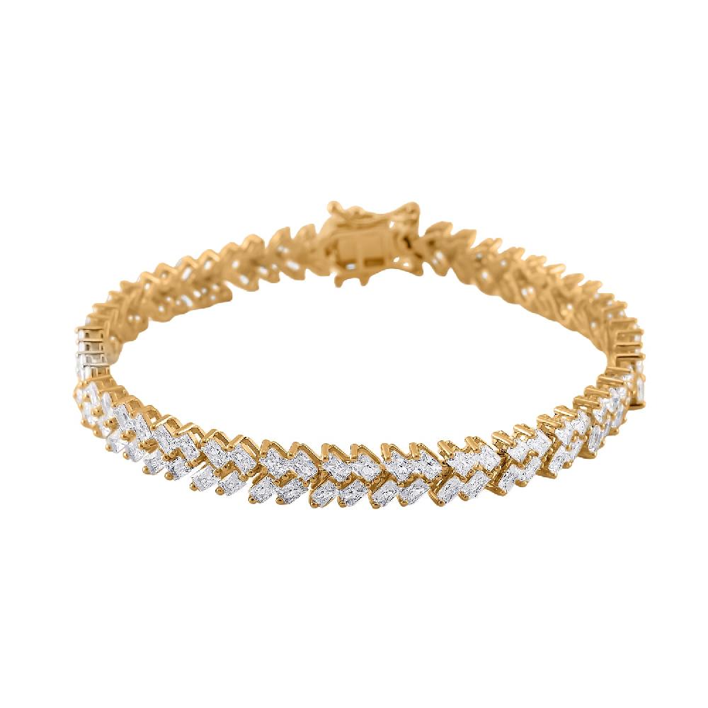 White Zircon 10.75 ctw Sunray's Bracelet in 18K Vermeil Yellow Gold Over Sterling Silver (7.25 In)