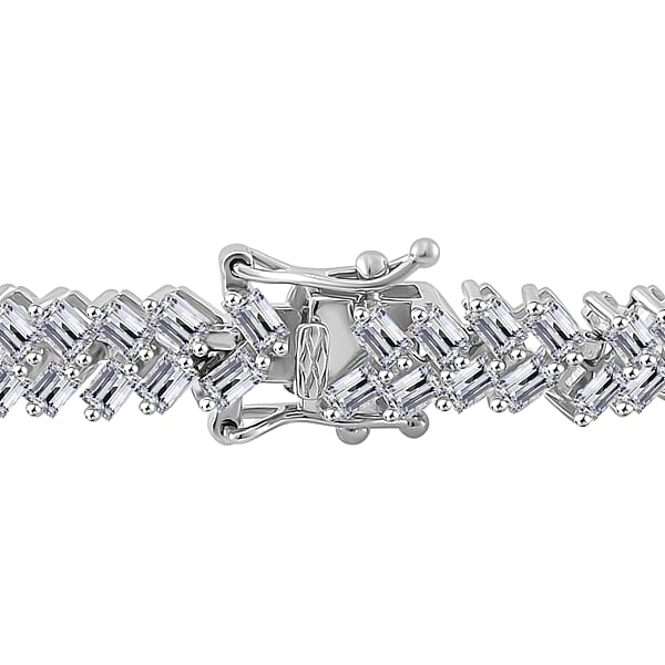 White Zircon 10.75 Ctw Sunray's Bracelet In Rhodium Over Sterling Sil (7.25 In)
