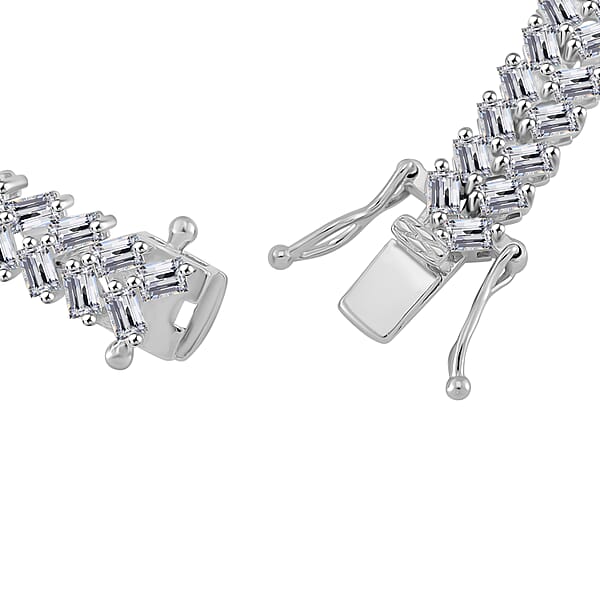 White Zircon 10.75 Ctw Sunray's Bracelet In Rhodium Over Sterling Sil (7.25 In)