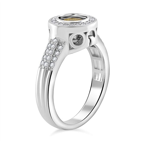Yellow And White Moissanite 2.65 Ctw Interchangeable Halo Ring In Rhodium Over Sterling Silver