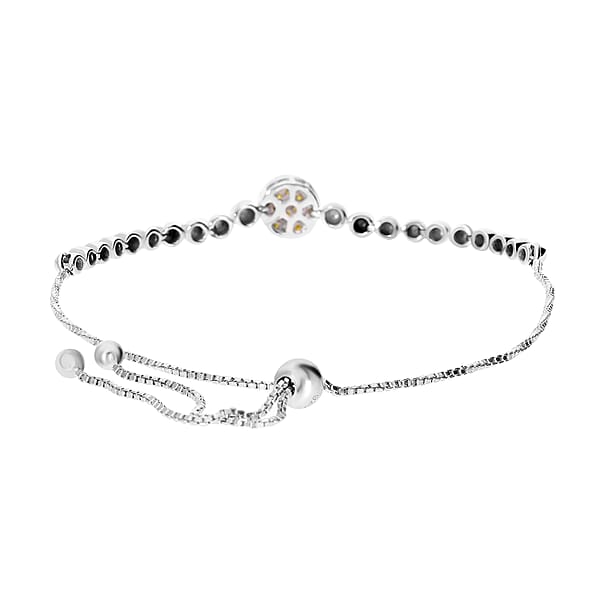 Yellow Diamond Bolo Bracelet In Platinum Over Sterling Silver 0.25 Ctw