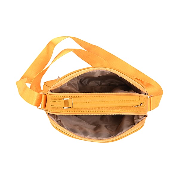 Yellow Faux Leather Multi Pocket Crossbody Bag