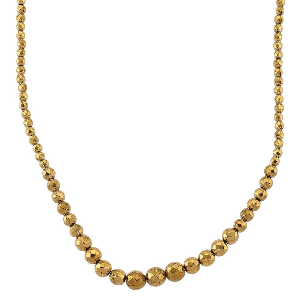 Yellow Gold Color Hematite Beaded Necklace in Silvertone 560.00 ctw (21-23 Inches)