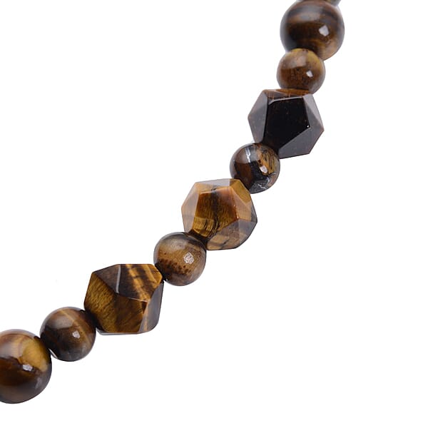 Yellow Tiger's Eye Beaded Necklace 18-20 Inches In Silvertone 138.50 Ctw