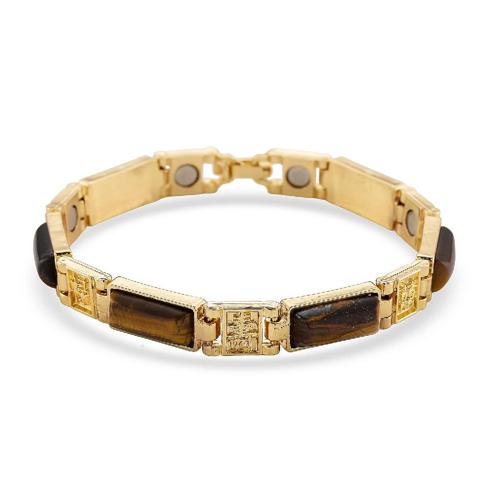 Yellow Tigers Eye 16.00 ctw Bracelet in Goldtone (7.25 In)
