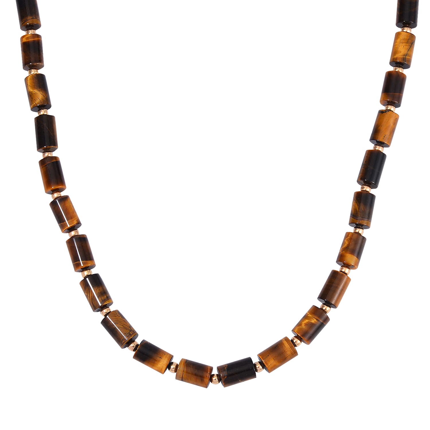 Yellow Tigers Eye 204.00 ctw Necklace in Goldtone 18-20 Inches
