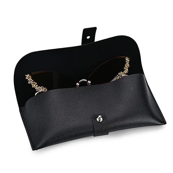 Yellow UV400 Frameless Sunglasses With Artificial Crystal