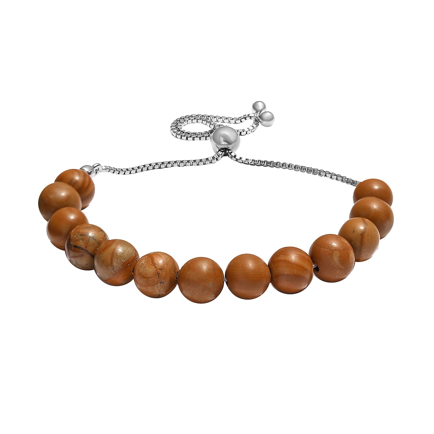 Zebra Jasper 50.00 ctw Beaded Bolo Bracelet in Sterling Silver
